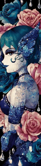 Free mermaid bookmark featuring a blue profile-style mermaid portrait